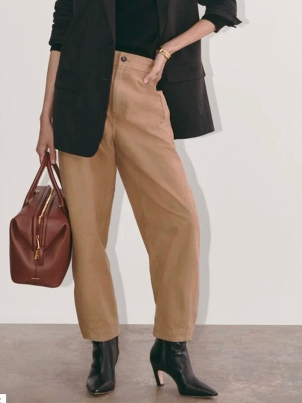 Everlane The Fatigue Barrel Organic Cotton Linen High Rise Pant Tan Brown, 10